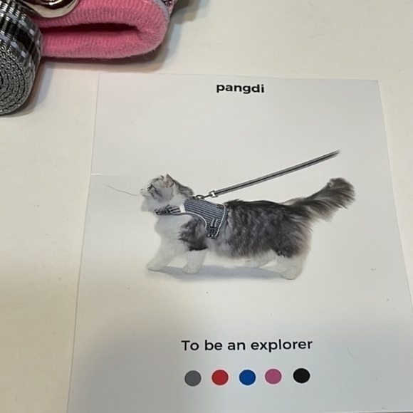 Pangdi Cat feline Pink Gray adjustable Pet Harness and attachable Leash Sz Large - Picture 3 of 9